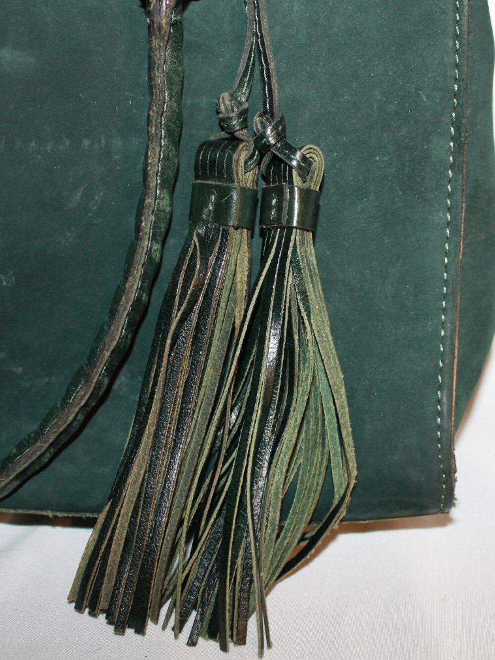 Patricia Nash Primrose satchel in a dark green suede leather. - Picture 2 of 4